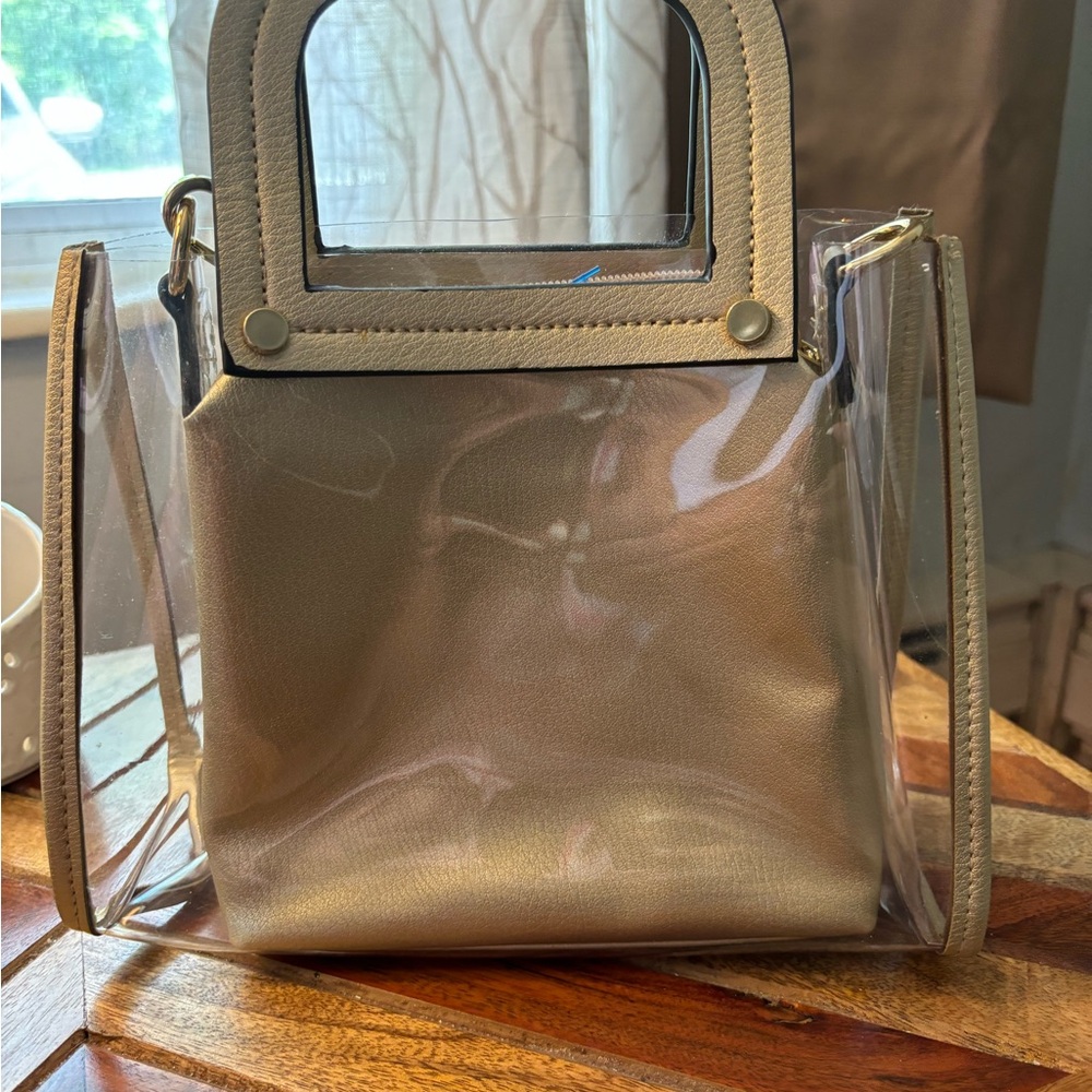 NWOT Clear and Gold crossbody